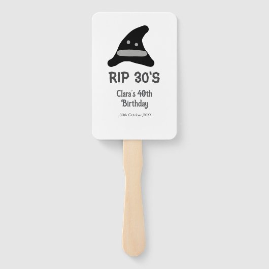 Gray black RIP 30's 40th birthday witch hat hallow Fächer (Rückseite)