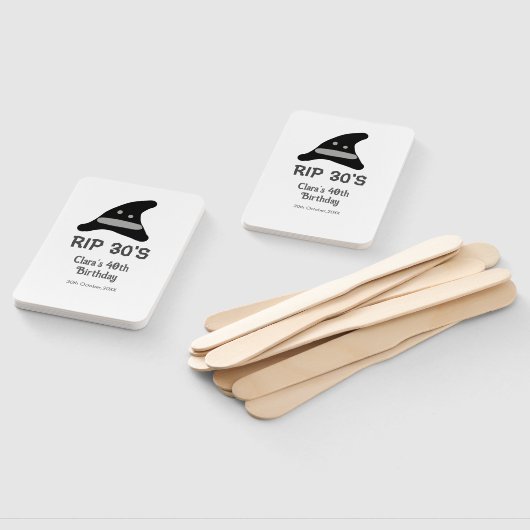 Gray black RIP 30's 40th birthday witch hat hallow Fächer (Non-assembled)