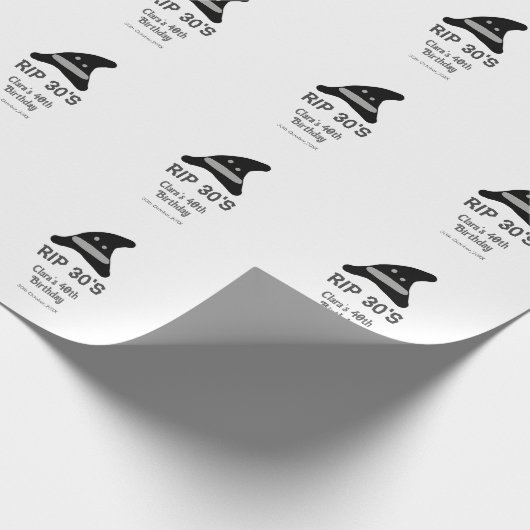 Gray black RIP 30's 40th birthday witch hat hallow Geschenkpapier (Ecke)