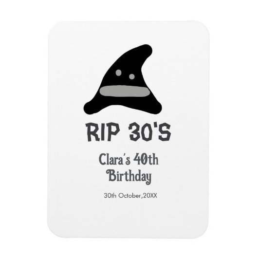 Gray black RIP 30's 40th birthday witch hat hallow Magnet (Vertikal)