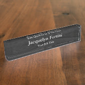 Gray Black Schlicht Elegante Moderne Minimalistisc Namensplakette (Seite)