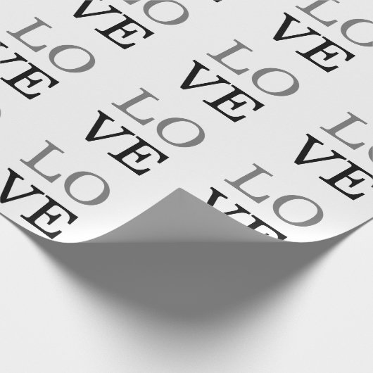 Gray Black Script Liebe Wedding Geschenkpapier (Ecke)