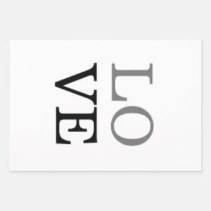 Gray Black Script Liebe Wedding Geschenkpapier Set