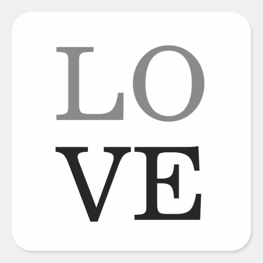 Gray Black Script Liebe Wedding Quadratischer Aufkleber (Vorderseite)