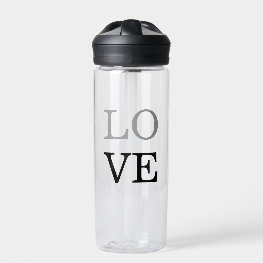 Gray Black Script Liebe Wedding Trinkflasche (Vorderseite)