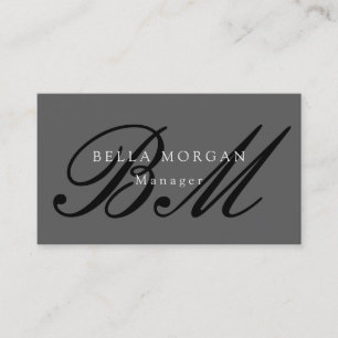 Gray Black Script Monogram Modern Stilvoll Visitenkarte