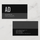 Gray Black Stripe Monogram Stilvolle Visitenkarte (Vorne/Hinten)