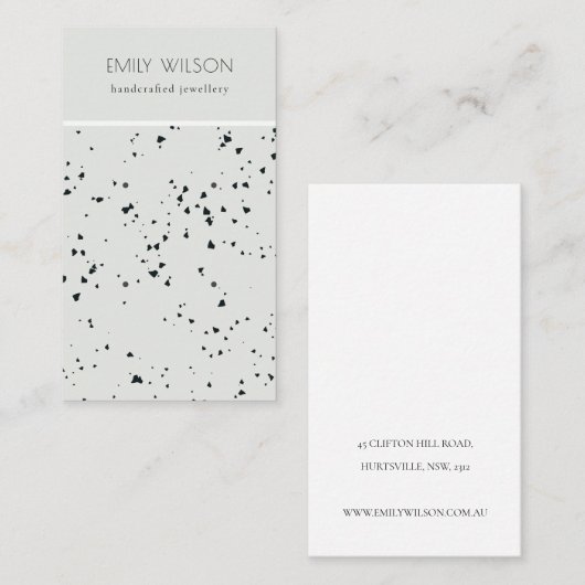 Gray Black Terrazzo Texture Earring Display Visitenkarte (Vorne/Hinten)