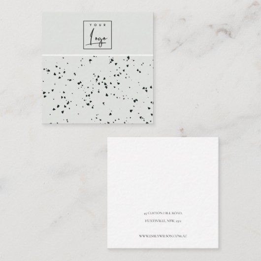 Gray Black Terrazzo Texture Study Earring Display Quadratische Visitenkarte (Vorne/Hinten)