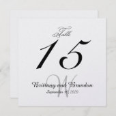 Gray Black Wedding Square Tischnummer Card (Vorne/Hinten)