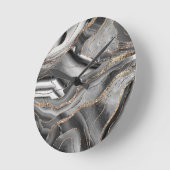 Gray Black White Agate Gold Glitter Glam #1 Runde Wanduhr (Winkel)