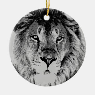 Gray Black & White Lion Weihnachtsschmuck