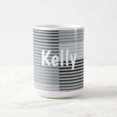 Gray, Black, White Stripes Kaffeetasse (Mittel)