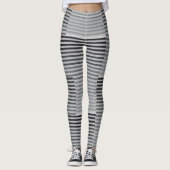 Gray, Black, White Stripes Leggings (Vorderseite)