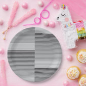 Gray, Black, White Stripes Pappteller (Party)