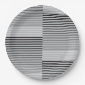 Gray, Black, White Stripes Pappteller (Vorderseite)