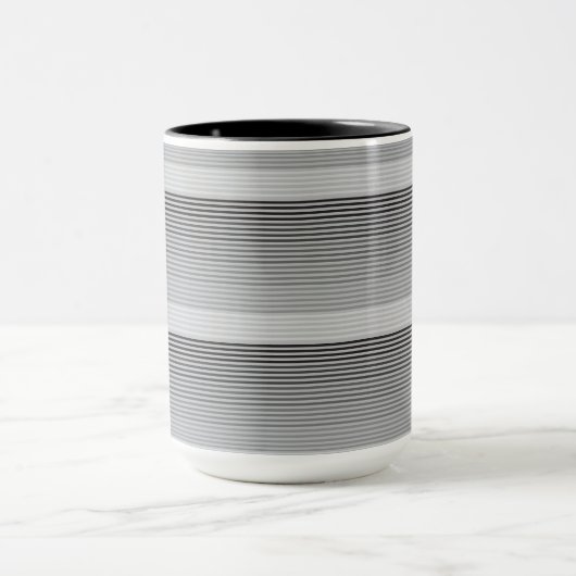 Gray, Black, White Stripes Tasse (Zentrum)