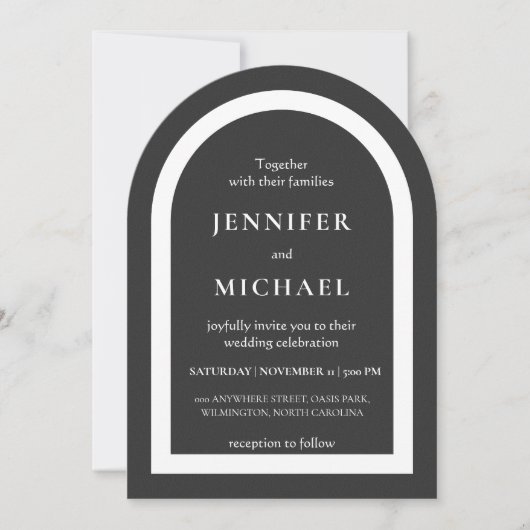 Gray black white text wedding einladung (Vorderseite)