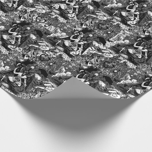 Gray Black Witchy Gothic Viktorianisch Goth Baphom Geschenkpapier (Ecke)