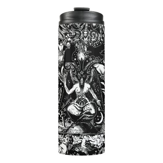 Gray Black Witchy Gothic Viktorianisch Goth Baphom Thermosbecher (Vorderseite)