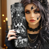Gray Black Witchy Gothic Viktorianisch Goth Baphom Thermosbecher