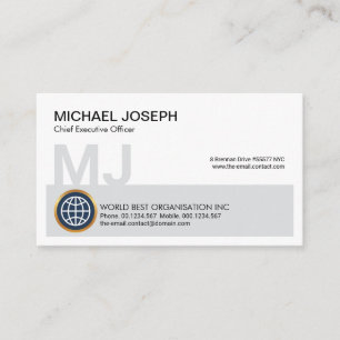 Gray Block Monogram Name Initials CEO Gründer Visitenkarte