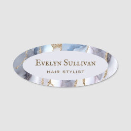 Gray Blue Agate Name Tag Namensschild