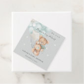 Gray Blue Bearly Wait Bär Balloon Baby Dusche Geschenkanhänger (Beispiel)