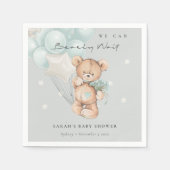 Gray Blue Bearly Wait Bär Balloon Baby Dusche Serviette (Vorderseite)