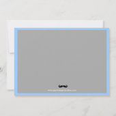 Gray Blue - Boy Mustache Babydusche Einladung (Rückseite)