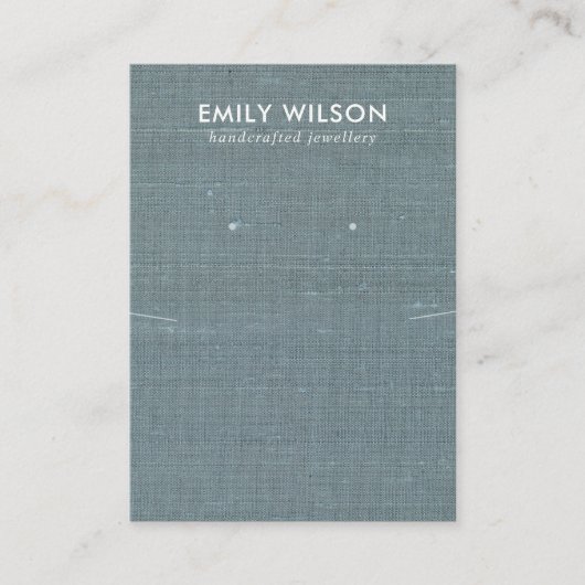 GRAY BLUE BURLAP LINEN NECKLACE EARRING DISPLAY VISITENKARTE (Vorderseite)