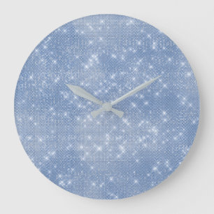 Gray Blue Celestial Sequin Diamond Funkelnd Große Wanduhr