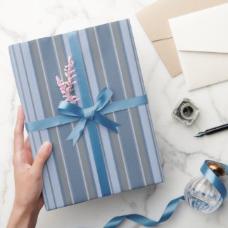 Gray Blue Chevron Stripes Geschenkpapier