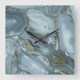 Gray/ Blue/ Gold agate printed acrylic wall clock Quadratische Wanduhr