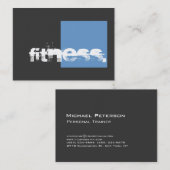 Gray Blue Personal Trainer Trendy Business Card Visitenkarte (Vorne/Hinten)