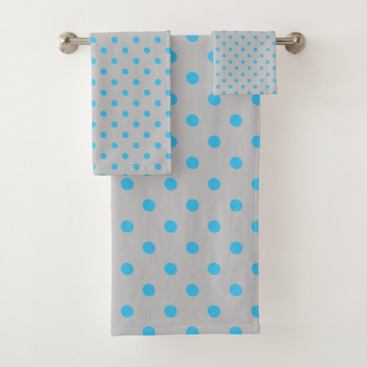 Gray Blue Polka Dot Badhandtuch Set (Insitu)