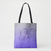 Gray Blue stylish rustikales Monogramm Tasche (Vorderseite)