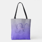 Gray Blue stylish rustikales Monogramm Tasche (Rückseite)
