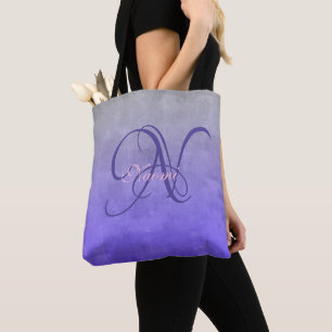 Gray Blue stylish rustikales Monogramm Tasche