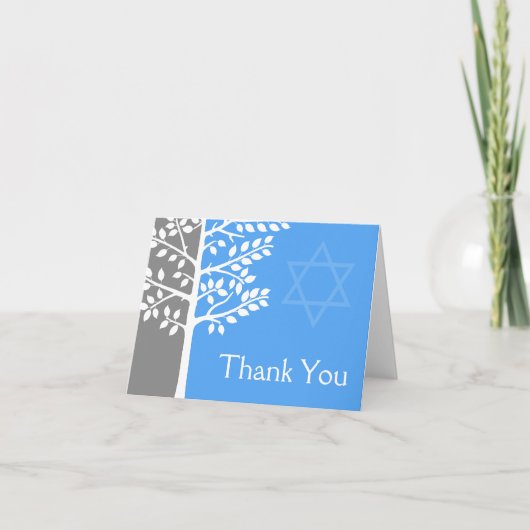 Gray Blue Tree of Life Bar Mitzvah Danke (Vorderseite)