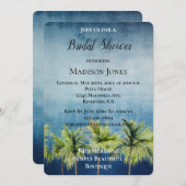 Gray Blue Tropical Palm Trees Brautparty Einladung (Vorne/Hinten)