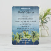 Gray Blue Tropical Palm Trees Brautparty Einladung (Stehend Vorderseite)