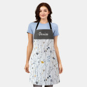 Gray Blue Watercolor Wildflower Custom Name Apron Schürze (Getragen)