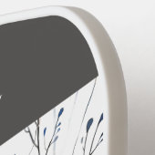 Gray Blue Watercolor Wildflower Custom Name Pickleball Schläger (Linke Seite)