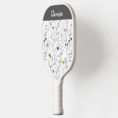 Gray Blue Watercolor Wildflower Custom Name Pickleball Schläger (Links)