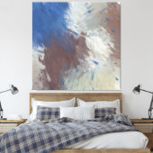 Gray Blue White Abstract Brushstrokes Leinwanddruck (Insitu (Schlafzimmer))