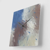 Gray Blue White Abstract Brushstrokes Quadratische Wanduhr (Winkel)