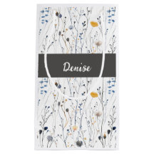 Gray Blue Wildflower Watercolor Monogram