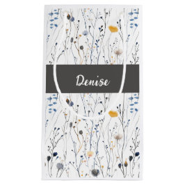 Gray Blue Wildflower Watercolor Monogram Kleine Geschenktüte