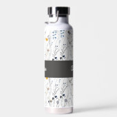 Gray Blue Wildflower Watercolor Monogram Name Trinkflasche (Rechts)